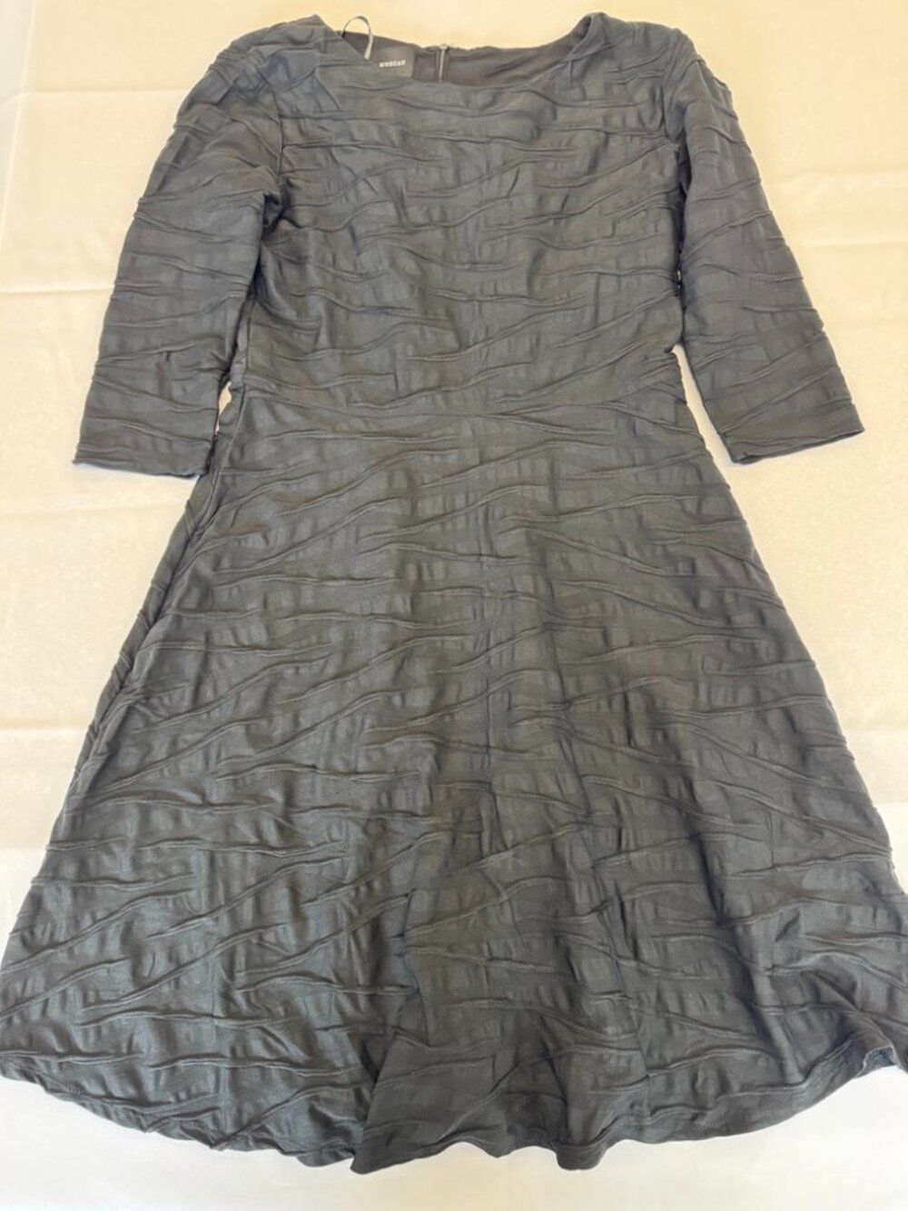 Donna Morgan Fit Flare Sretch Dress Textured Black Size 10